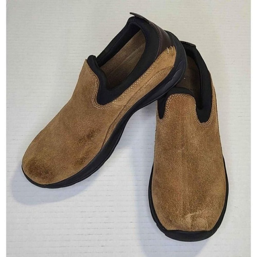 Lands End Suede Leather Light Brown Slip-on Comfort Casual Loafer 6.5B